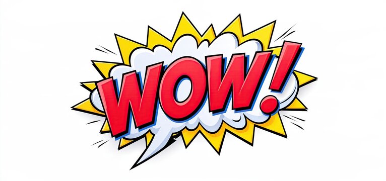 A vibrant burst featuring a prominent "Wow!" speech bubble in a dynamic comic layout.