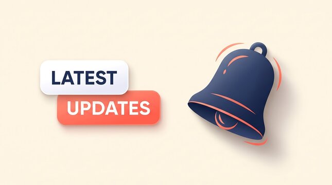 Latest updates notification bell icon with modern digital communication design