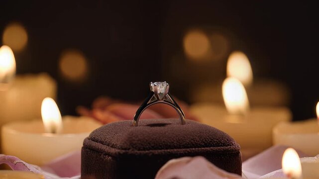 Romantic Diamond Engagement Ring with Candlelight