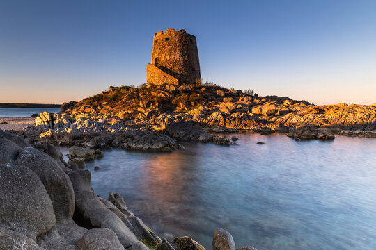 Sunset Light on Torre di Bari and Mediterranean Coast