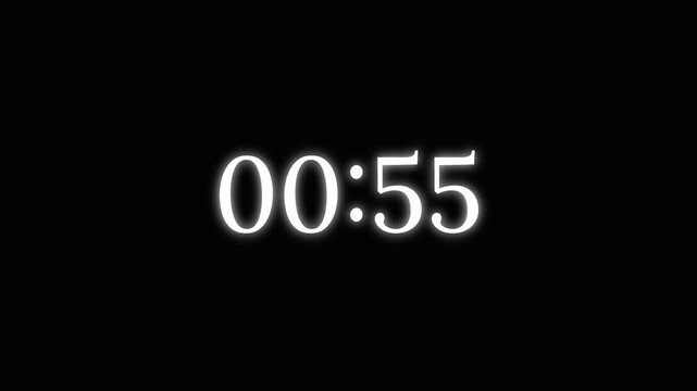 Animated Digital Countdown Timer with Elegant Gradient Text on transparent Background, Modern Time Counter Motion Graphic for Video Editing, Events, Technology and UI Design in 4K.