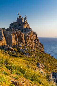 Orthodox Church and Mediterranean Sunset in Crete