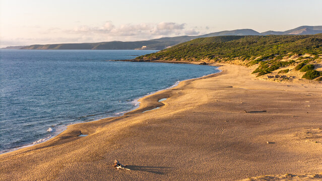 Drone View of Piscinas Dunes and Empty Beach in Sardinia
