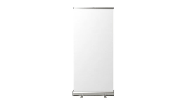 Vertical retractable roll up banner stand with blank white display panel