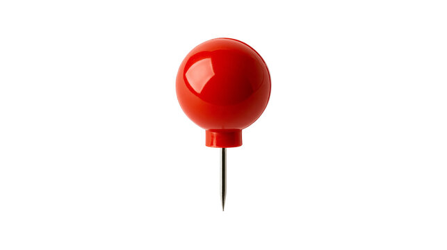 Glossy red plastic push pin with a sharp metal needle point