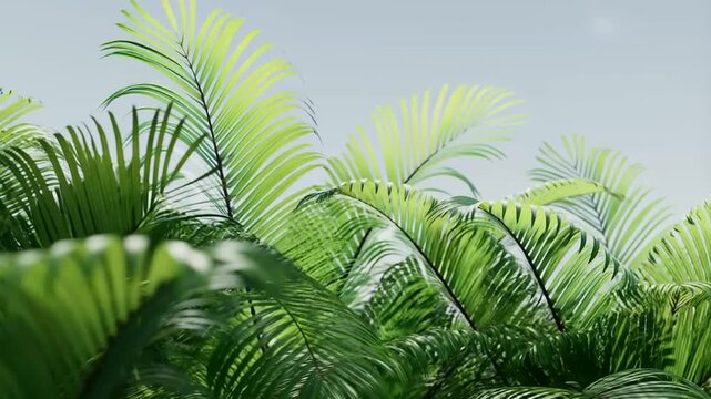 Fresh Green Palm Leaves in Nature With Clean Bright Background For Tropical Design And Natural Eco Friendly Branding Projects