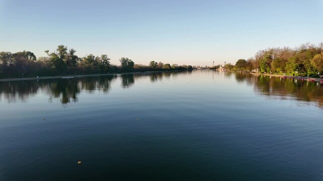 Amazing Sunset view of Rowing Venue in city of Plovdiv, Bulgaria
