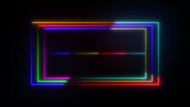 Colorful Neon Glowing Rectangle Frame and Border Motion Graphic Loop