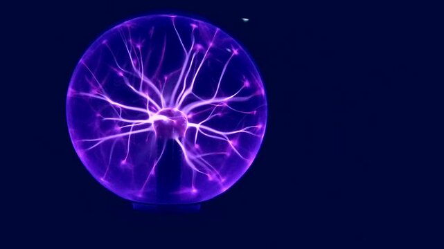 Plasma lamp ball glowing in the dark