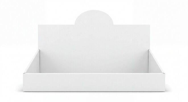 Blank white cardboard tabletop POS display box mockup isolated on white background   