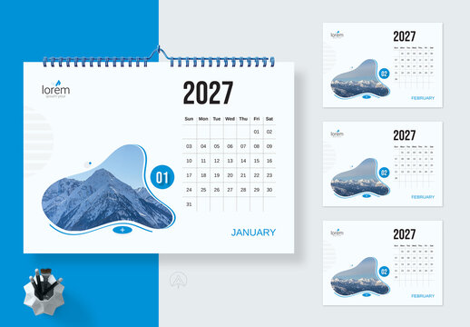 Modern Landscape Wall Calendar 2027 Template Design