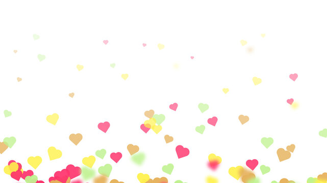 Scattered pastel hearts create a colorful festive pattern on transparent background romantic celebration valentine
