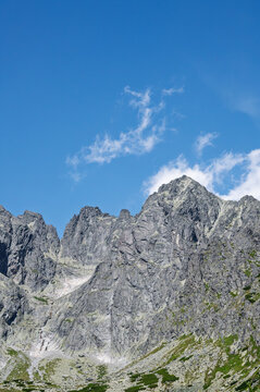 Summer hiking adventure to Lomnicky Stit summit, located in the High Tatras, Slovakia