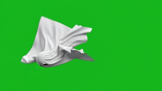 Flying spectral apparition moving gracefully against a bright background