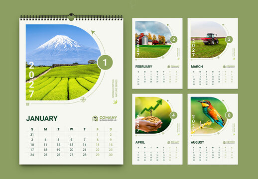 Eco Nature 2027 Wall Calendar Template