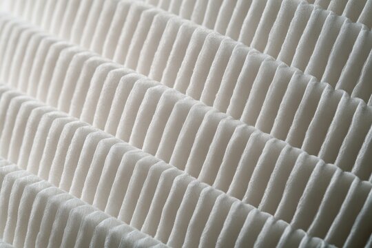 Pleated white air filter material for engines or ventilation systems ensuring clean air