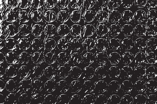 Plastic bubble wrap overlays vector texture.