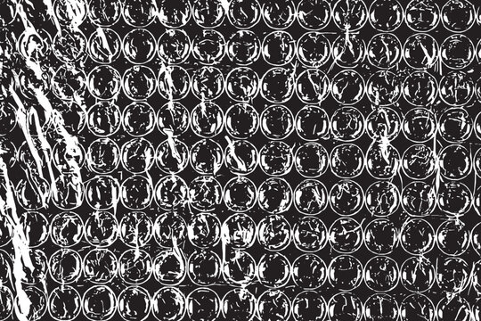 Plastic bubble wrap overlays vector texture.