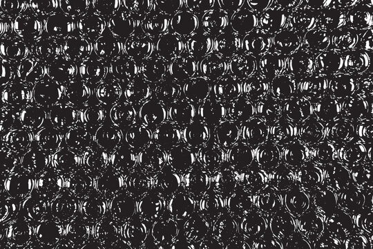 Plastic bubble wrap overlays vector texture.