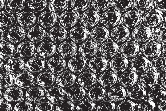 Plastic bubble wrap overlays vector texture.