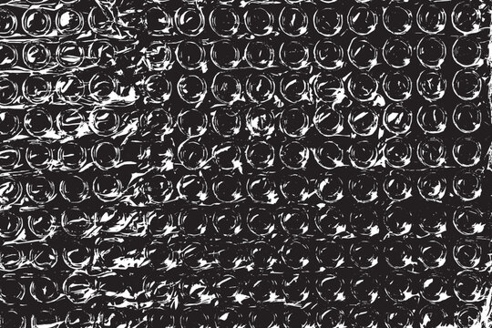 Plastic bubble wrap overlays vector texture.