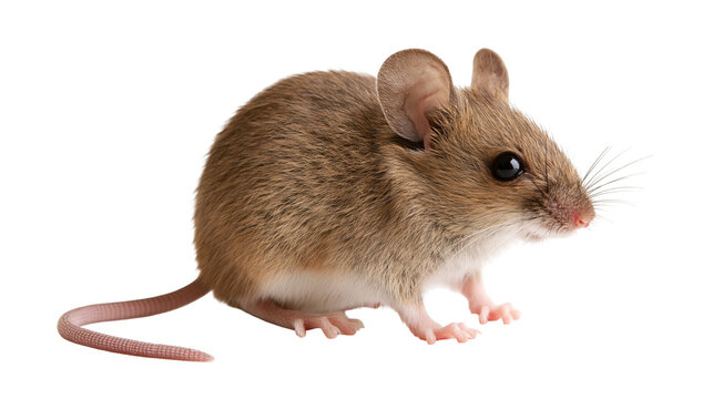 Small brown house mouse with large ears and long tail