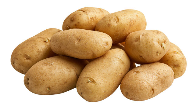 Fresh raw brown potatoes piled together