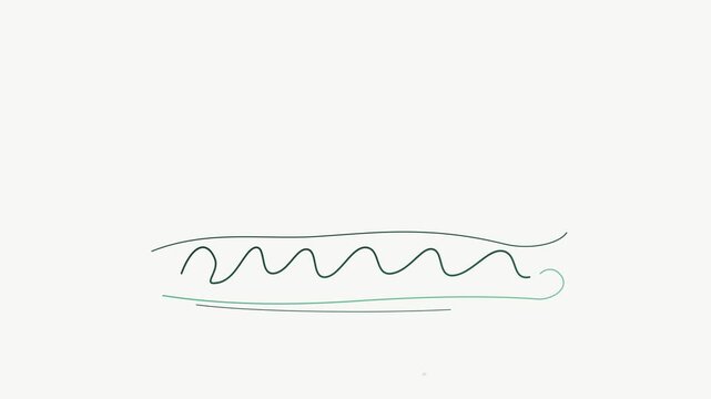 Abstract Wavy Line Animation with Dots on White Background.