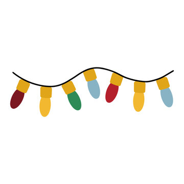 Christmas light bulbs garland string vector isolated on white background