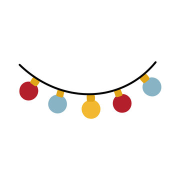 Colorful Christmas party light bulb garland vector isolated on white background
