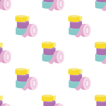 seamless pattern colorful tape rolls stationery