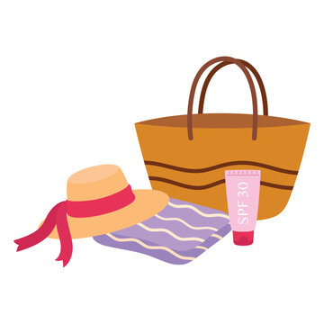 summer beach bag hat towel clip art