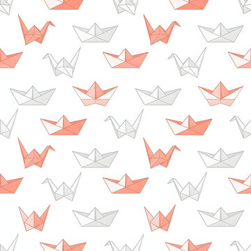 Seamless origami pattern &mdash; flat illustration paper fold repeat design for fabric and stationery
