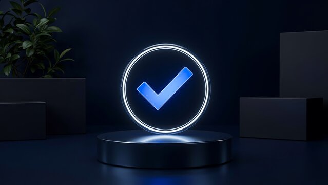 Blue Checkmark Verification Icon on Dark Background