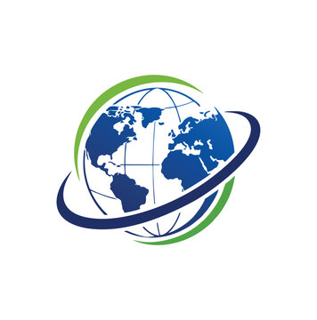 Professional modern world globe orbit swoosh global travel agency logo template
