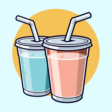 Refreshing Cold Drink Cartoon Vector