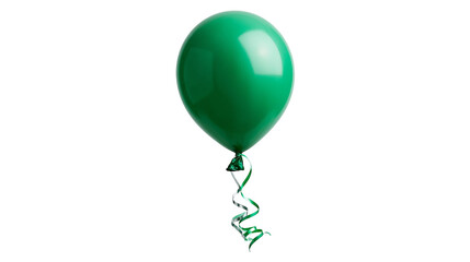 Shiny green latex balloon with a curled matching ribbon tied at the base © Isolde