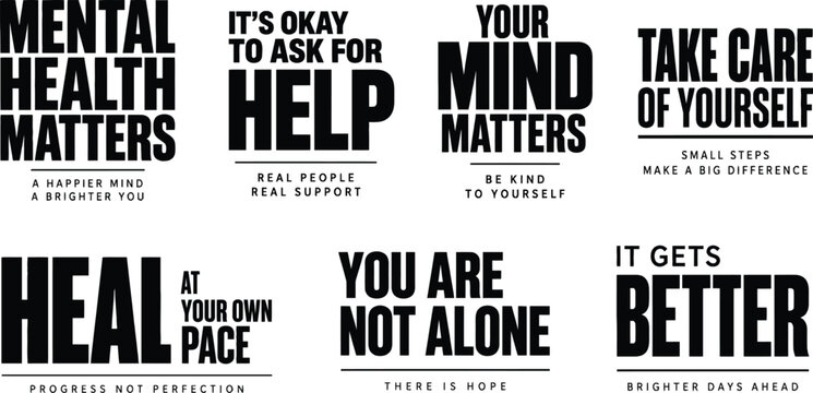 Your Mind Matters and It Gets Better Bold Mental Health Awareness Quotes Bundle