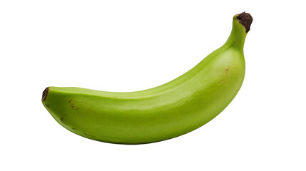 Single fresh raw green plantain banana with firm peel © Isolde