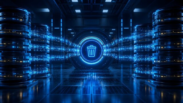 Data Deletion And Server Storage Cleanup Management Concept
