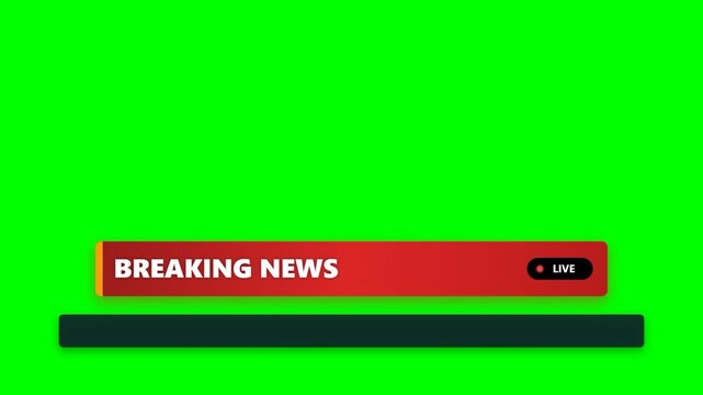 Breaking news lower third banner template on green screen chroma key