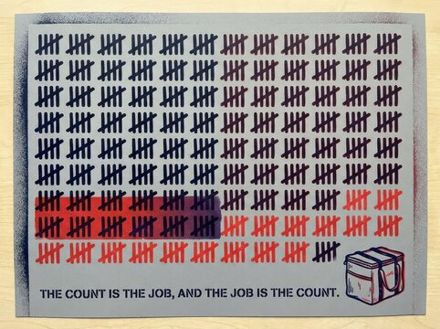 Tally Mark Poster with Red Blue Counting Message