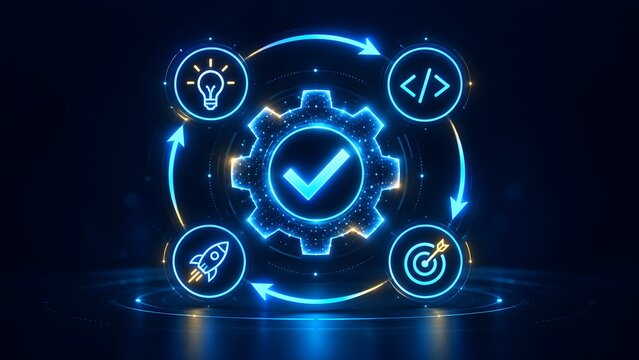 DevOps Continuous Integration Workflow Cycle With Gear And Icons
