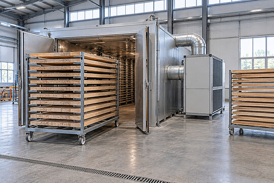 Photorealistic Electric Wood Drying Factory Interior