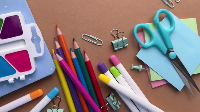 Back to school supplies stationery flat lay