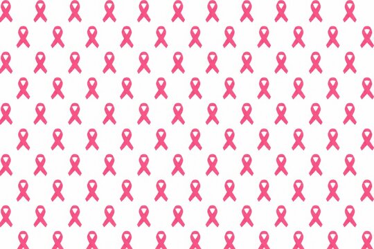 Pink ribbon pattern during Breast Cancer Awareness Month with white background and soft lighting
