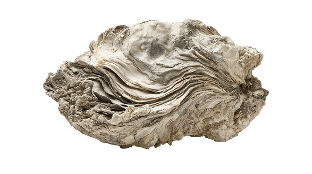 Rough textured grey oyster shell with layered organic structure