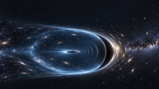 Warp Bubble Crossing a Dark Causal Horizon