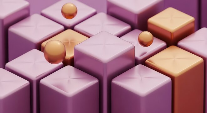 Isometric game blocks with brown objects