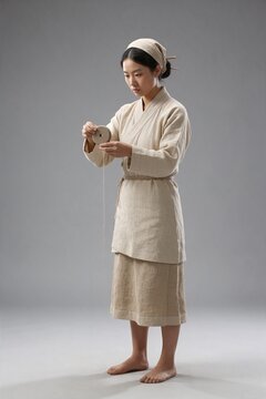 Chinese Xia Dynasty Weaver Spinning with a Clay Spindle Whorl, Ancient China